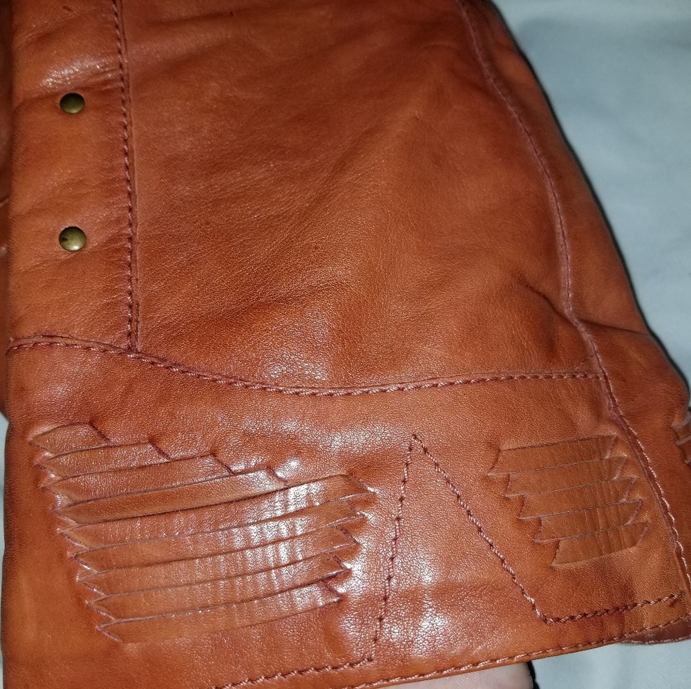 Bronx | Leather Wedge Boots w Stud Detail - Cognac - Picture 6 of 11